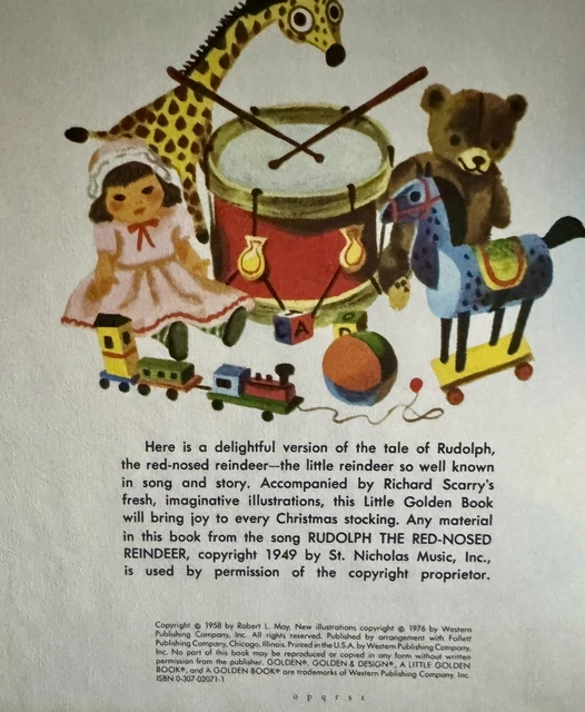 VINTAGE RUDOLPH THE Red Nosed Reindeer Little Golden Book Hazen May ...