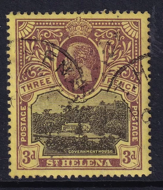 St Helena KGV 1912 SG77 - 3d black & purple/yellow - fine used