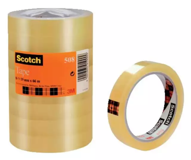 Scotch® Klebeband Transparent 508, PP, Bandgröße (L x B): 66 m x 19 mm, 8 Rollen