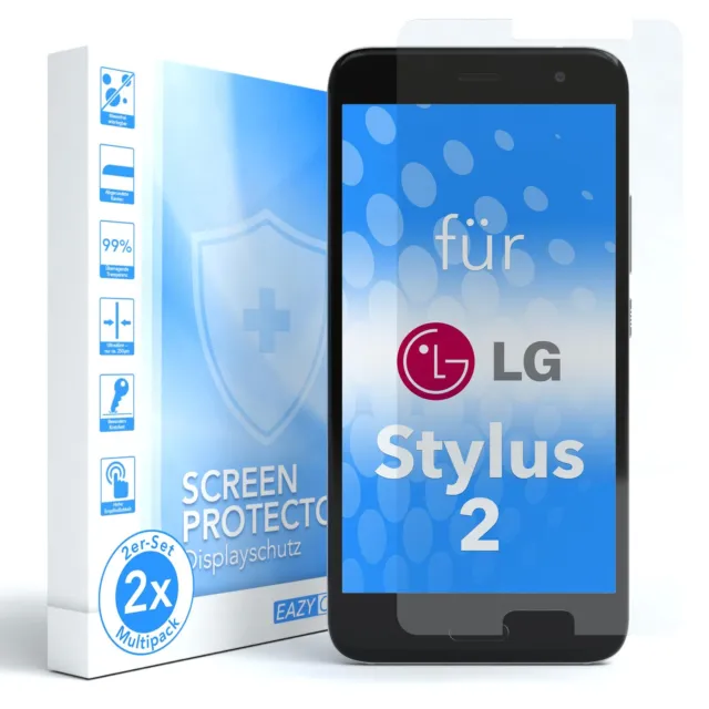 EAZY CASE 2x Verre de Protection D'Écran pour LG X Stylus 2 Dur Film de Verre 9H