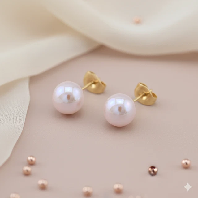 Boucles D'oreilles En Or Jaune 18 Carats Avec Perle De Culture - Poids 0.65g, Neuf Avec étiquettes