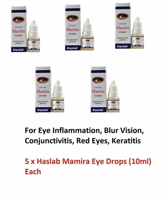 5 gotas para los ojos Haslab homeopáticas Mamira 10 ml, las mejores gotas para el cuidado total de los ojos