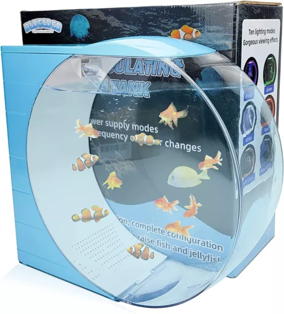 Bluecoco 2.6 Gallon Betta Aquarium Kit Fish Jellyfish Tank with Water Pump
