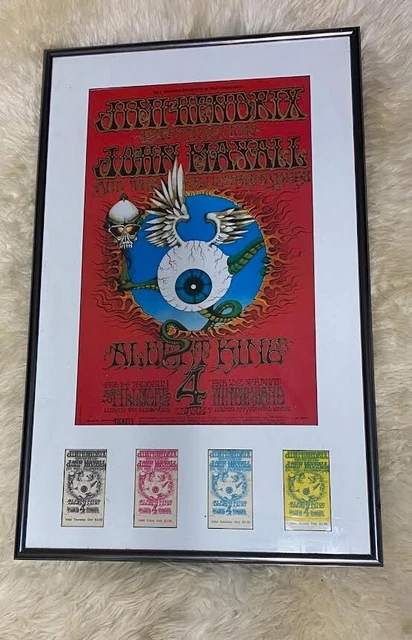 CERTIFIED JIMI HENDRIX concert poster 1968 & 4 Tickets RICK GRIFFIN BILL GRAHAM CERTIFIED JIMI HENDRIX concert poster 1968 & 4 Tickets RICK GRIFFIN BILL GRAHAM