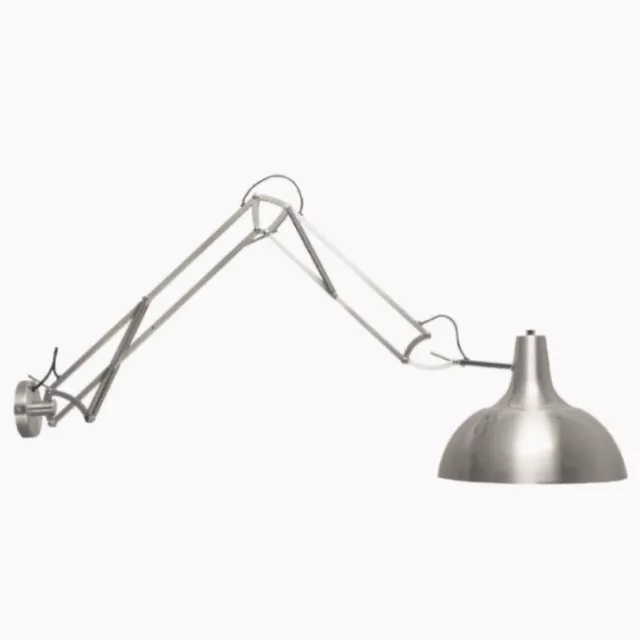 Applique lampe d'architecte en métal bras articulé Acier Inox brillant E27