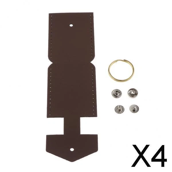 4X Bolso de tarjetas de cuero Juegos de manualidades Access Card Bag Colgante Accesorios Marrón