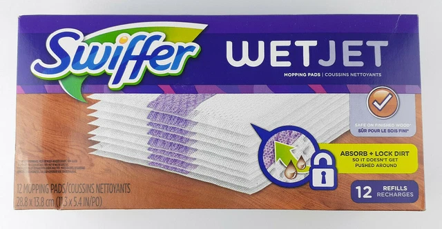 Swiffer WetJet Mopping Pads 12 Refills Recharges Wet Jet Safe on Wood New