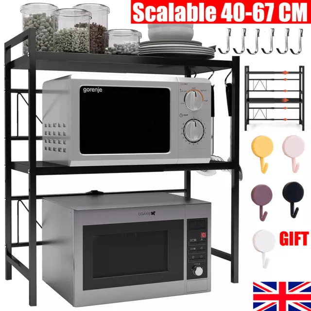 3 Tier Expandable Microwave oven Rack Stand Storage Holder Kitchen Corner Shelf