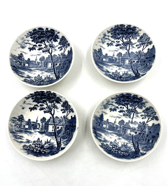 ENGLISH VILLAGE JAPAN 5.5 inch Soup/Cereal Bowl Blue/White Transferware