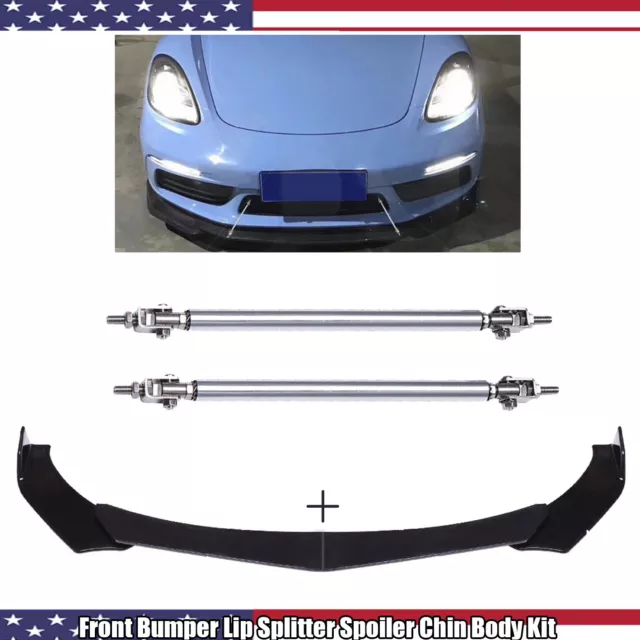 For Porsche 718 Cayman Front Bumper Spoiler Lip Splitter Body Kit Glossy Black