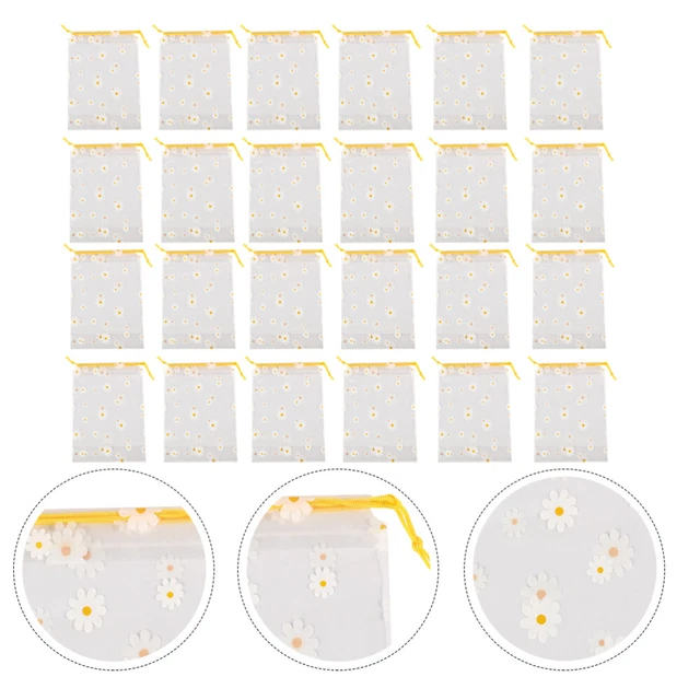 25 pz sacchetto di plastica margherita string borsa portaoggetti trasparente