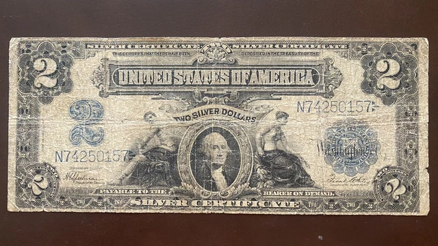 1899 Two Dollar Silver Certificate Large Size Note Bill $2 Circulated #56481