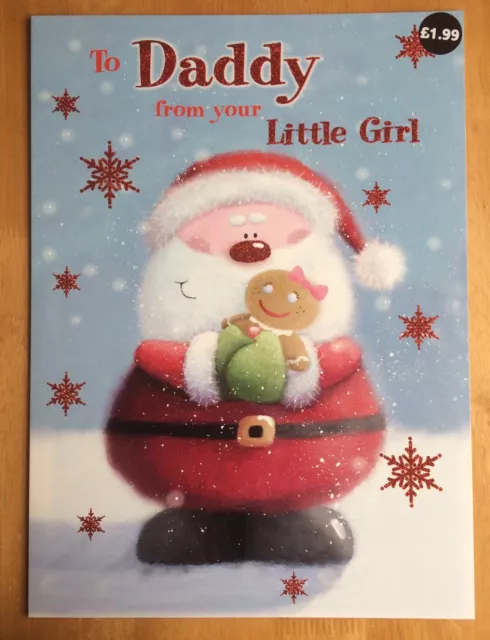 'Daddy From Your Little Girl' Giant XL Christmas Card - 16.5x12" Jumbo - Glitter