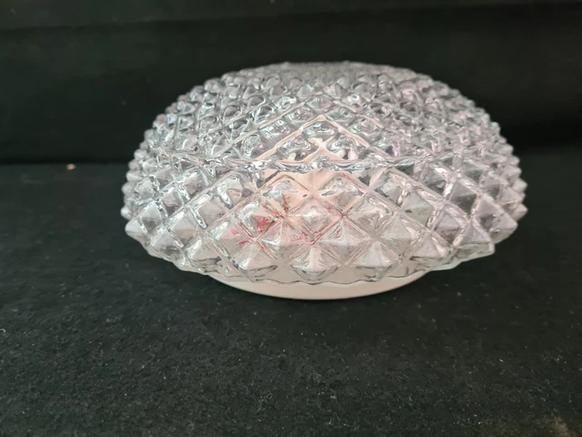 Ancien PLAFONNIER 1 FEUX APPLIQUE VINTAGE 1960/70 en VERRE MOULÉ