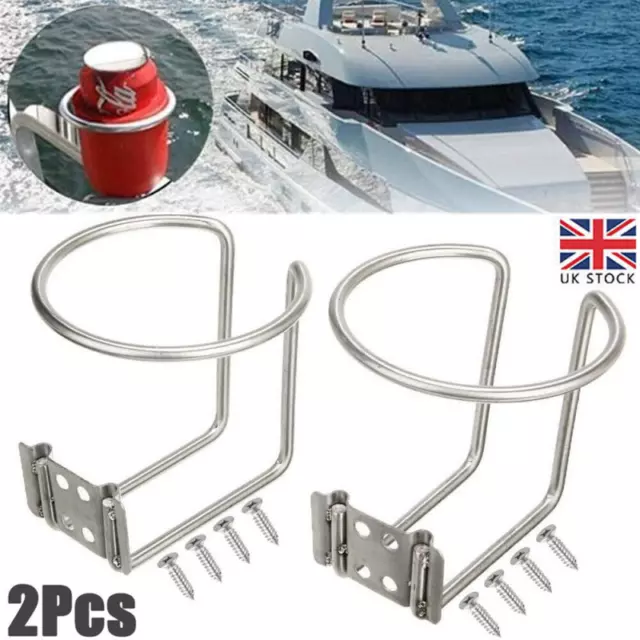 2X Cup Stainless Steel Boat Drink Holder Car Yacht Ring Holders Truck Marine Uk