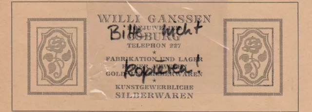 COBURG, Werbung 1920, Willi Ganssen Juwelier kunstgewerbliche Silberwaren
