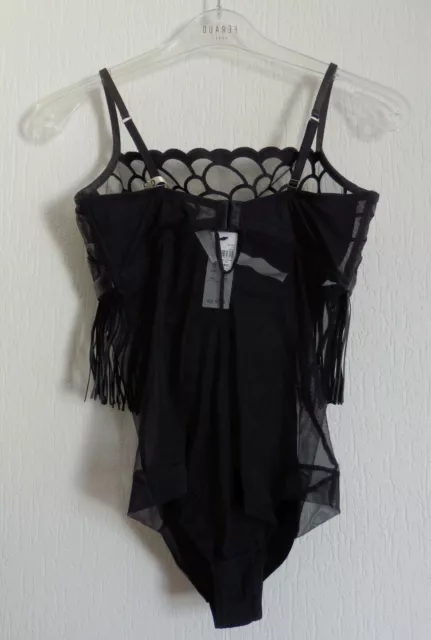 Intimissimi Pelle Look Body 80C Lingerie Sexy Nuovo Tulle Frange Cheeky L 3