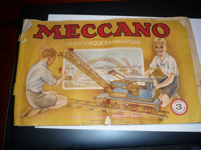 Ancienne Boîte MECCANO N°2avec sa notice 1954 La Mécanique En