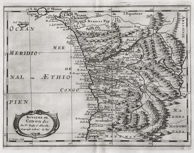 Congo Western Africa West Africa Afrique Card Map Sanson 1680
