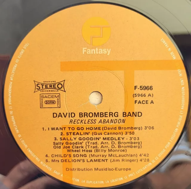 LP 33T  David Bromberg Band – Reckless Abandon (Jazz, Funk) Fra 1977 (VG+/EX+) 3