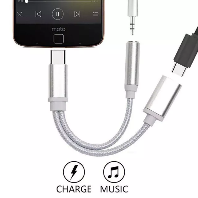 Adaptateur audio, 2 en 1, fiche USB-C / 2 ports USB-C, audio+chargement