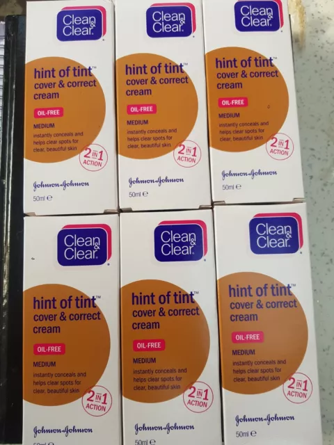 6x Johnson Clean & Clear Hauch of Tönung 2in1 Medium Ölfreie Creme Sofortverstecken