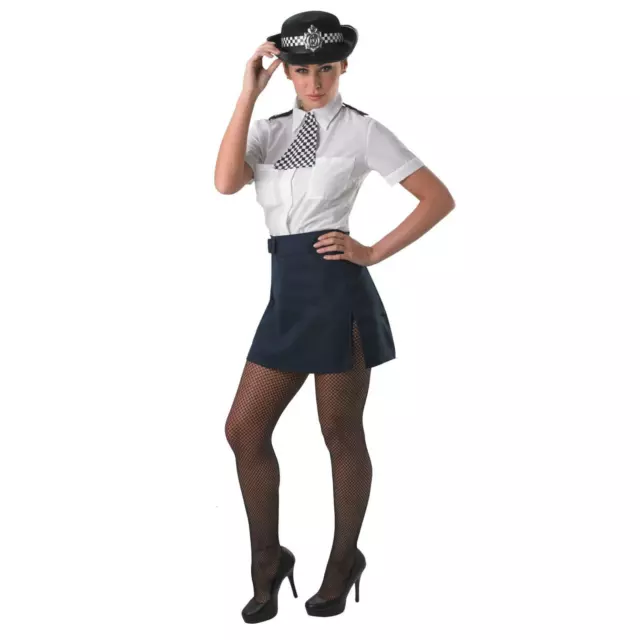 Ladies Police Officer Womens WPC Cop Uniform Fancy Dress Costume & Hat Hen Night