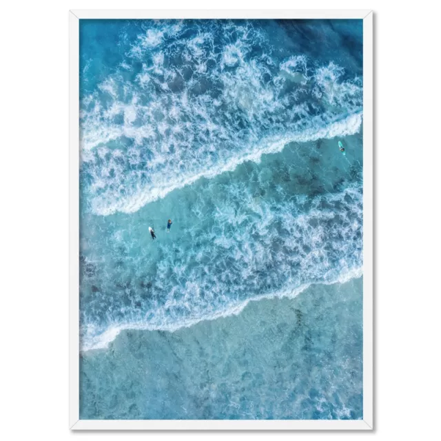 Ocean Print, Aerial Beach Wall Art. Coastal Framed Canvas or Poster | BOC-06