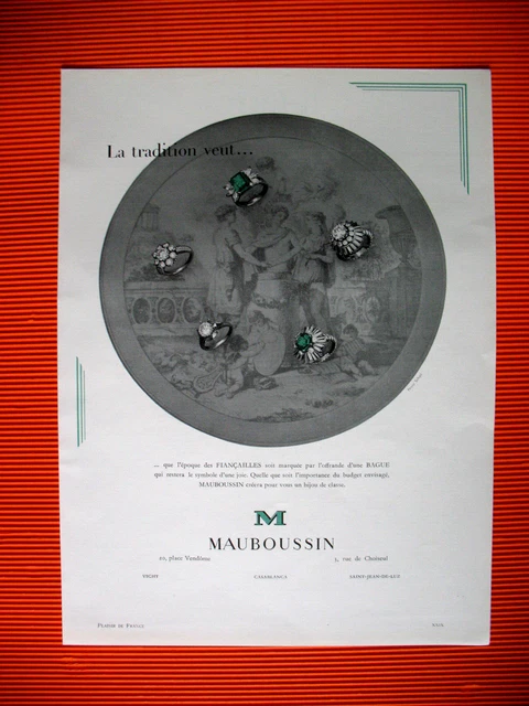 Publicite De Presse Mauboussin Joaillier Bijoux French Ad 1950