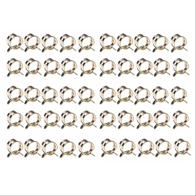 Line Silicone Vacuum Hose Clamps 50pcs 3/8-Inch Spring Clip Fuel Oil Gas Useful