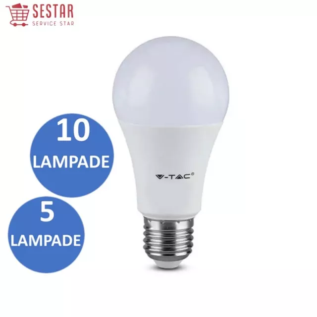 5 .. 10 LAMPADINE LED V-Tac Bulbo E27 1521 Lm 17 W Lampade Calda Naturale Fredda