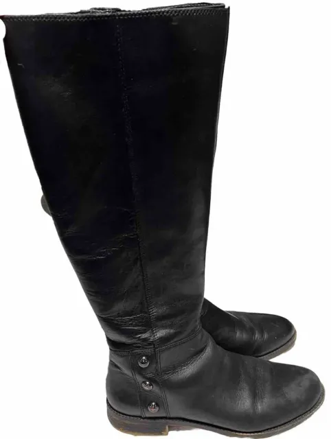 FRANCO SARTO Boots Womens 6.5 Black STRETCH ZIP UP KNEE RIDING Leather Tall