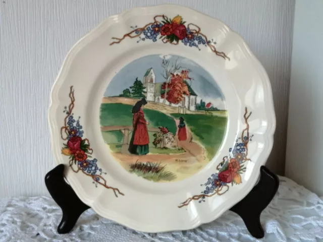 Ancienne Assiette A Dessert En Faïence Obernai
