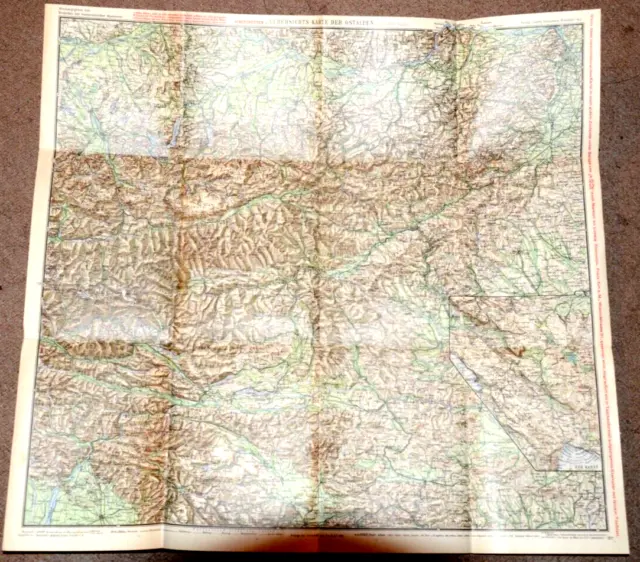60853 Mapa de País Umgebungskarte Übersichtskarte Ostalpen Schutzhütten Villach