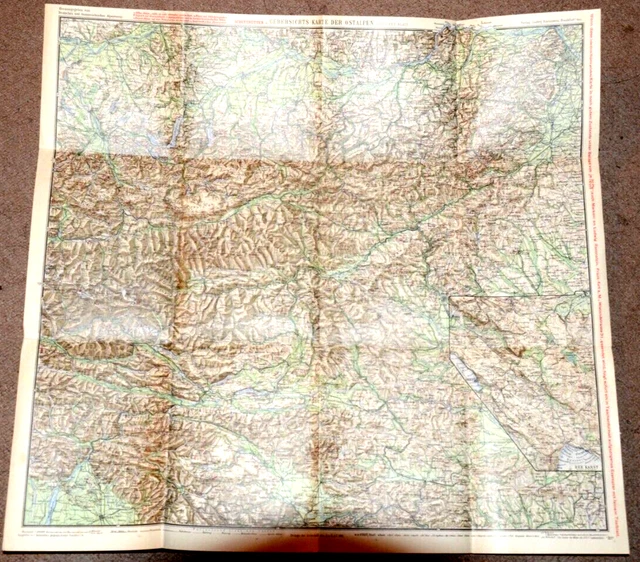 60853 Mapa de País Umgebungskarte Übersichtskarte Ostalpen Schutzhütten Villach