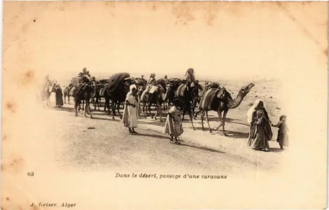 CPA AK Geiser 63 Dans le Désert passage d'une caravane. ALGERIA (769619)