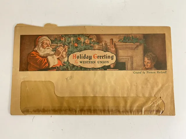 Antique Western Union Holiday Greeting Envelope Created By Norman Rockwell