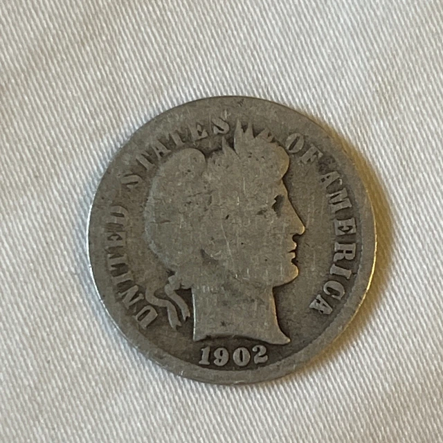 1902 Barber Dime AG About Good 90% Silver 10c US Type Coin Collectible B14