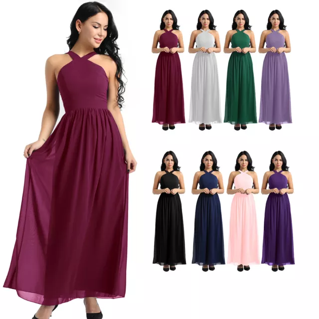 Sexy Women's Long Chiffon Prom Bridesmaid Dress Wedding Evening Party Prom Gown