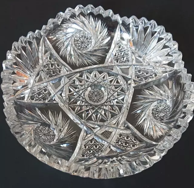 American Brilliant Period (ABP) Cut Glass 8-in Low Bowl