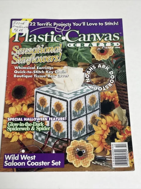 Revista de plástico artesanías de lona octubre de 1994 girasoles patrón Arca de Noé