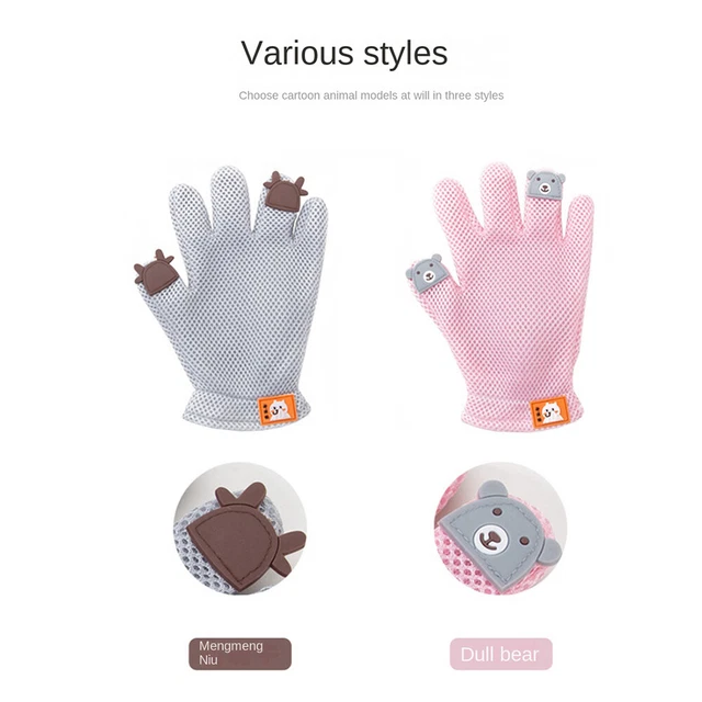 Grooming Dog Brush Gloves Pet Cat Pair Hair Fur Remover Mitt Massage Deshedding
