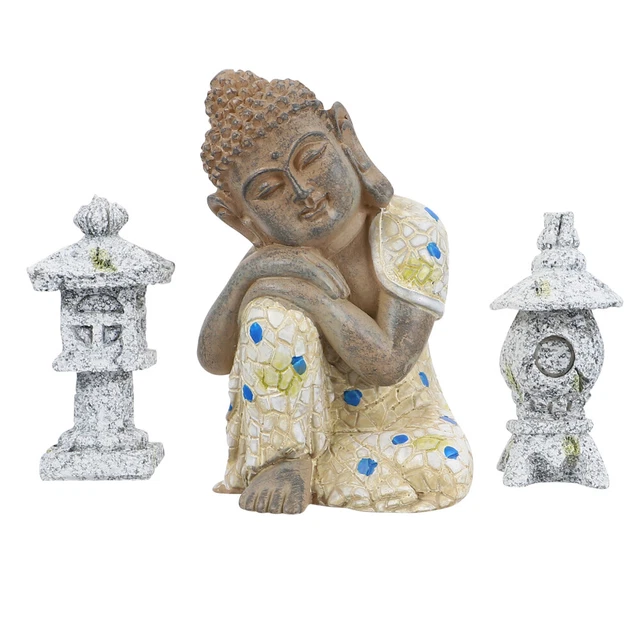 PRETYZOOM 4 Pièces Pavillon Micro Paysage Déco Jardin Zen Modèles De Pavillon Zen Statue De Pagode en Céramique Mini Lanterne Pagode Mini Figurine De Pagode Artisanat Résine Style Chinois