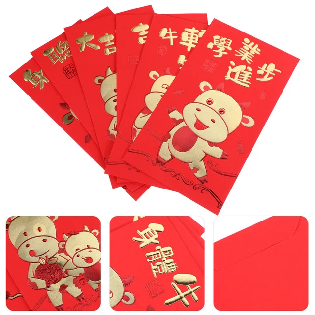 72pcs 2021 New Year Red Packet Kreative rote Umschläge für das Jahr des Ochsen