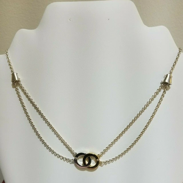 Movado Sterling & 18 K Yellow Gold Interlocking Circle Diamond Necklace Movado Sterling & 18 K Yellow Gold Interlocking Circle Diamond Necklace