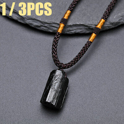 1/3PCS Natural Black Tourmaline Stone Pendant Chakra Necklace Crystal Specimen