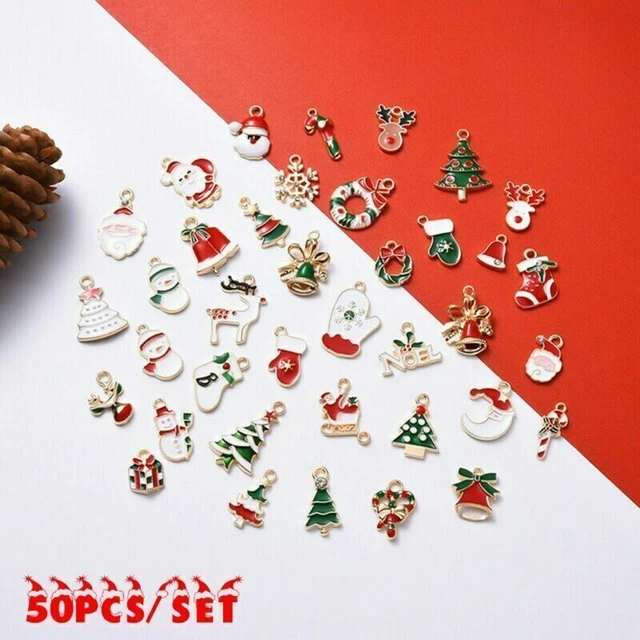50 Stück Mixed Strass Emaille Weihnachten Charms Anhänger DIY Schmuck 3