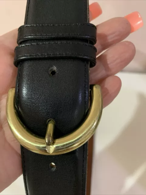 AUTHENTIC COACH WOMEN'S Leather Belt # 8500 Black Brass Buckle 1.5 ...