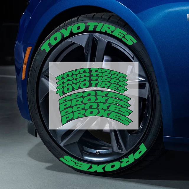TOYO TIRES PROXES Tire Lettering Sticker Green 1.38'' 15''-24'' 4 Sets Rubber