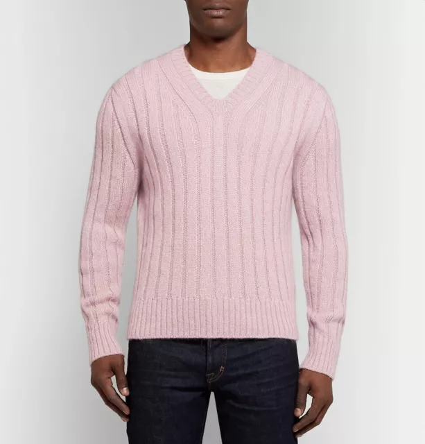 TOM FORD - Slim-Fit Ribbed Wool-Blend Sweater - Men - Pink Fit: US M/48